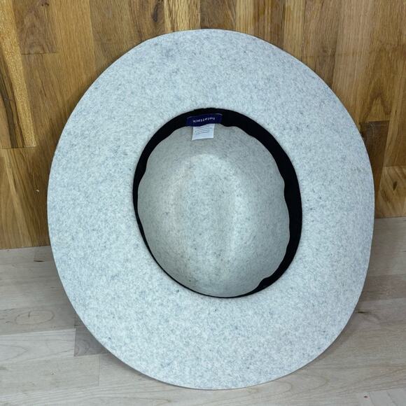 Hat Attack Madison Cream Wool Felt, Velvet Band Wide Brim Fedora Hat - Picture 6 of 7